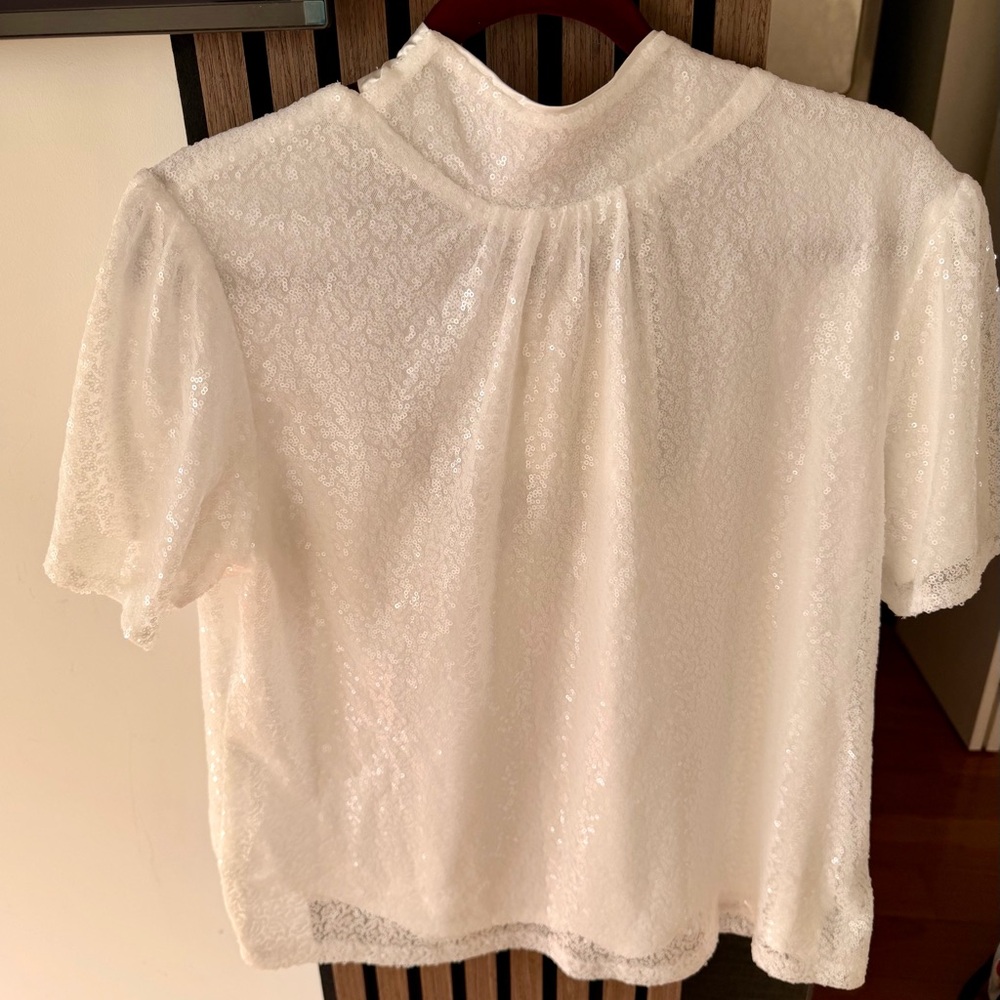 New York & Company Snow White Sequin  Blouse - Picture 2 of 5
